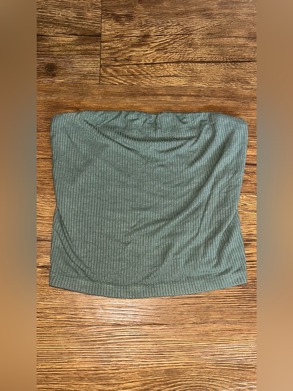 American Eagle Outfitters Strapless Ribbed Tube Top in Olive